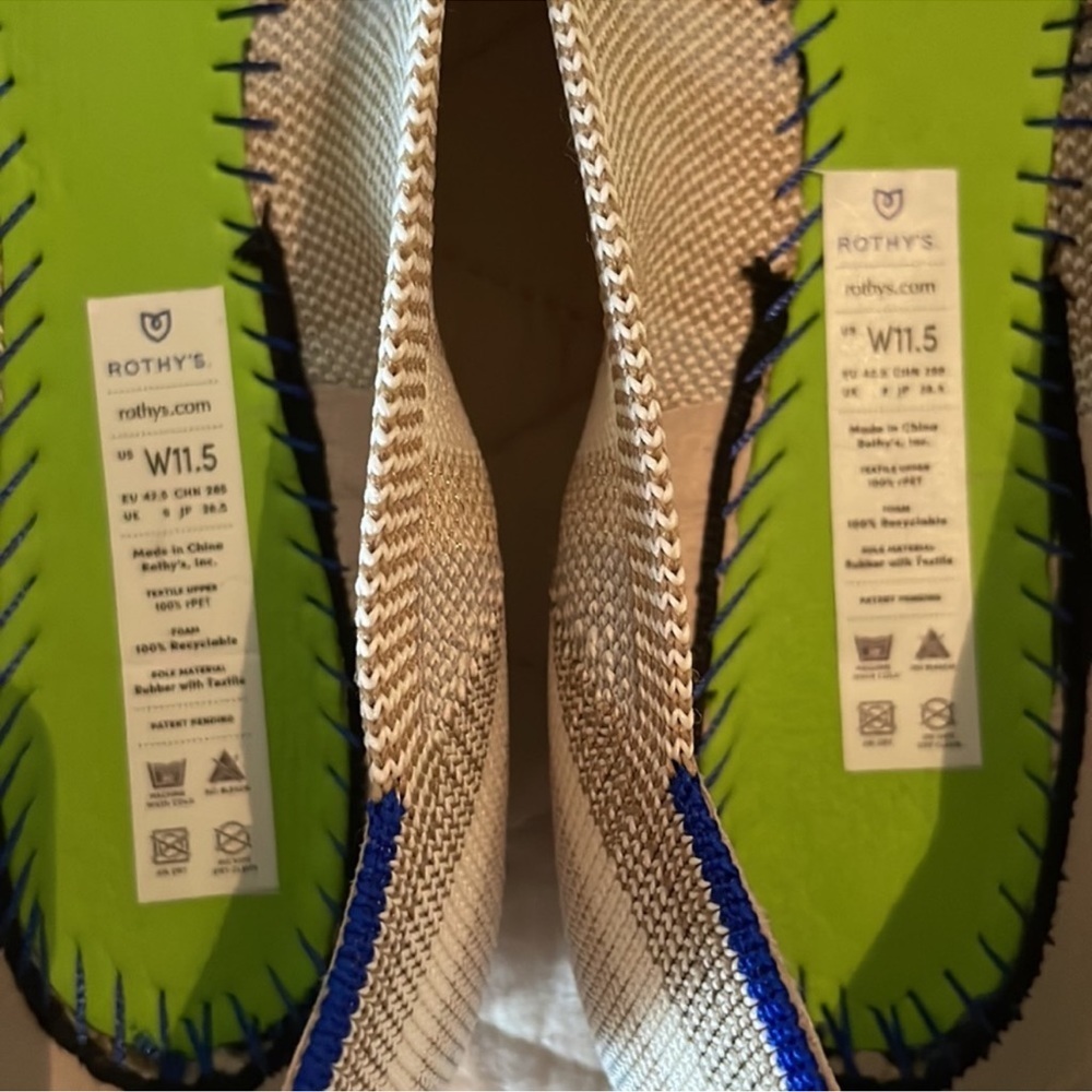 Rothy's W11.5 Pointed flats Cream Light Blue TanMetallic Stripe - Picture 5 of 8